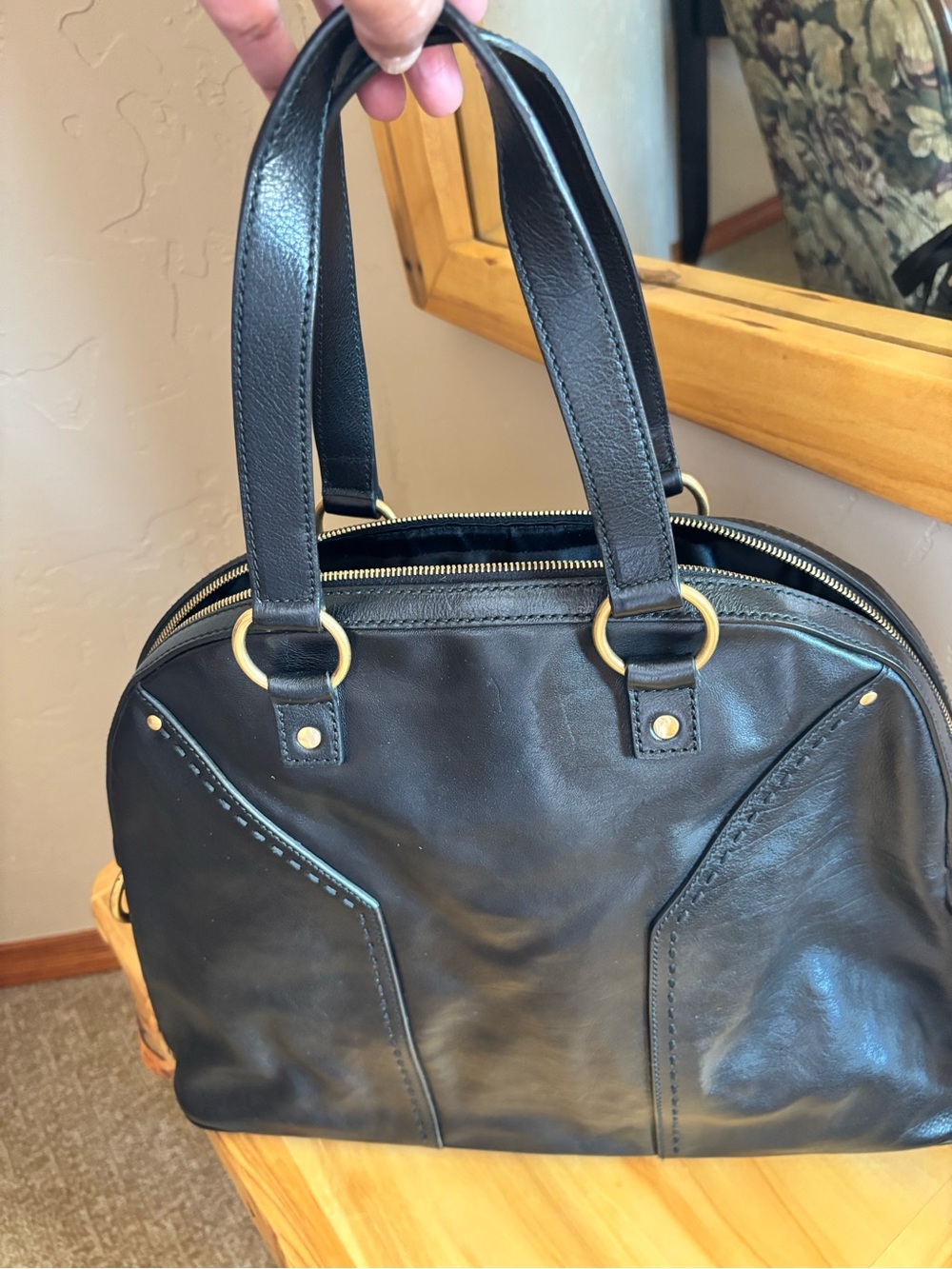 Yves Saint Laurent Black Leather Tote with Gold Hardware - Picture 7 of 10